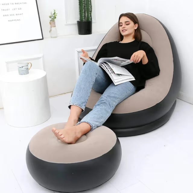 Portable Inflatable Air Sofa, Lounge Chair With Pump For Indoor Outdoor Use